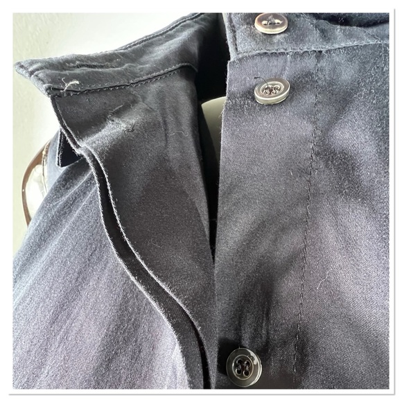 Tara Jarmon 100% Cotton Fit & Flare Robe Dress Sz 36 Navy Blue - Picture 5 of 9